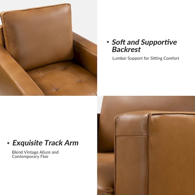 Fauteuil Elizabeth en cuir véritable du milieu du siècle par HULALA HOME