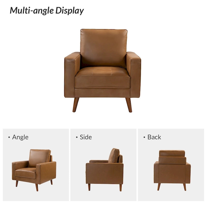 Fauteuil Elizabeth en cuir véritable du milieu du siècle par HULALA HOME