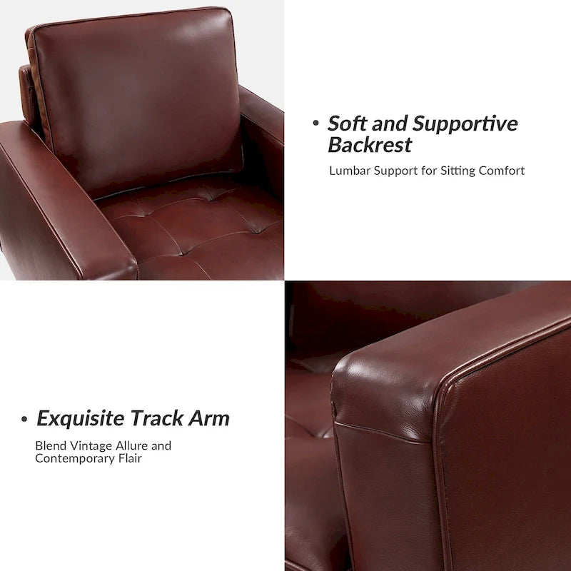Fauteuil Elizabeth en cuir véritable du milieu du siècle par HULALA HOME