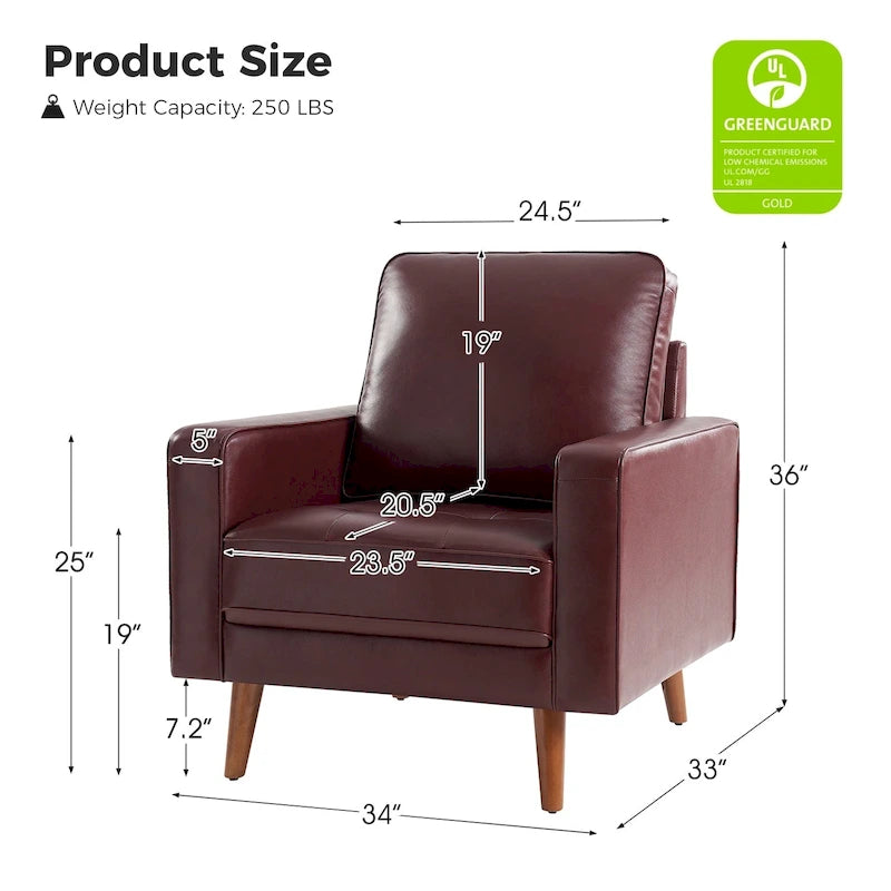 Fauteuil Elizabeth en cuir véritable du milieu du siècle par HULALA HOME