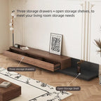 Meuble TV moderne extensible 118 cm avec 3 tiroirs spacieux, console multimédia à longueur réglable pour salon
