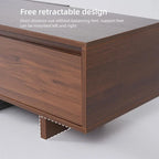 Meuble TV moderne extensible 118 cm avec 3 tiroirs spacieux, console multimédia à longueur réglable pour salon