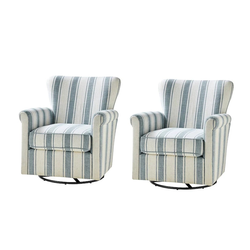 Fauteuil à bascule pivotant Georg en tissu confortable à motif floral avec accoudoirs arrondis, lot de 2, par HULALA HOME