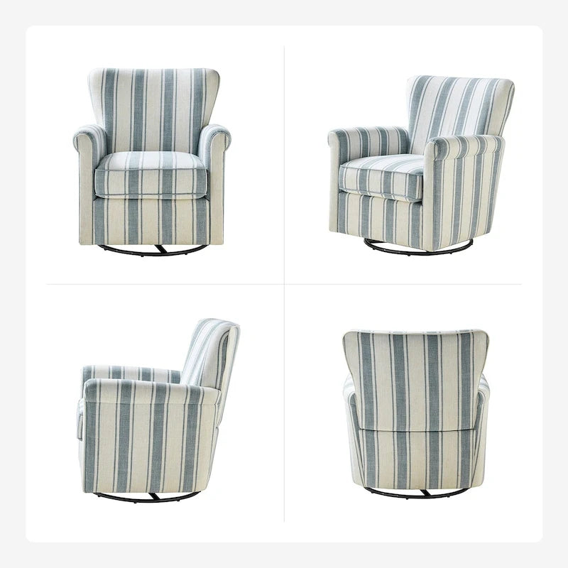 Fauteuil à bascule pivotant Georg en tissu confortable à motif floral avec accoudoirs arrondis, lot de 2, par HULALA HOME