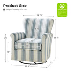 Fauteuil à bascule pivotant Georg en tissu confortable à motif floral avec accoudoirs arrondis, lot de 2, par HULALA HOME