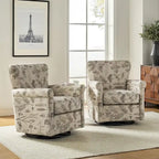 Fauteuil à bascule pivotant Georg en tissu confortable à motif floral avec accoudoirs arrondis, lot de 2, par HULALA HOME