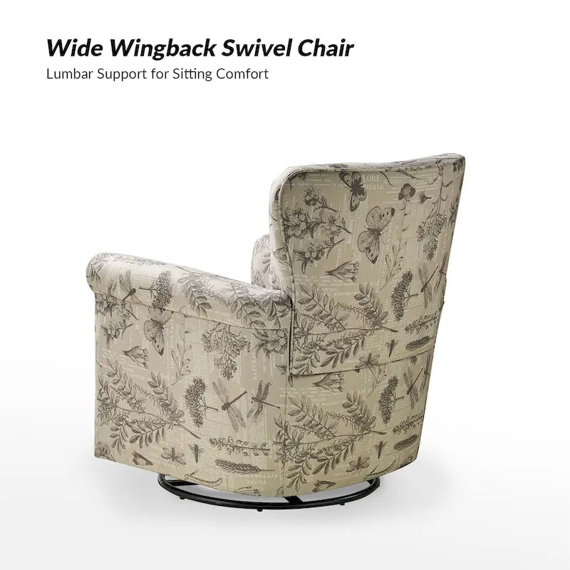 Fauteuil à bascule pivotant Georg en tissu confortable à motif floral avec accoudoirs arrondis, lot de 2, par HULALA HOME