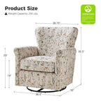 Fauteuil à bascule pivotant Georg en tissu confortable à motif floral avec accoudoirs arrondis, lot de 2, par HULALA HOME