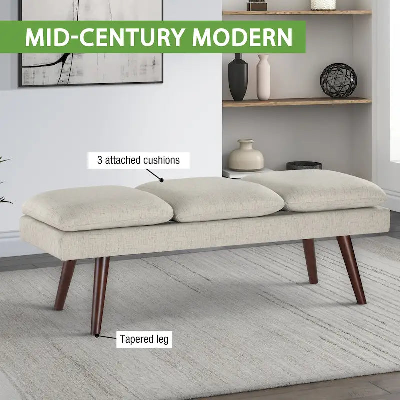 Amanda 54 Mid-Century Bench