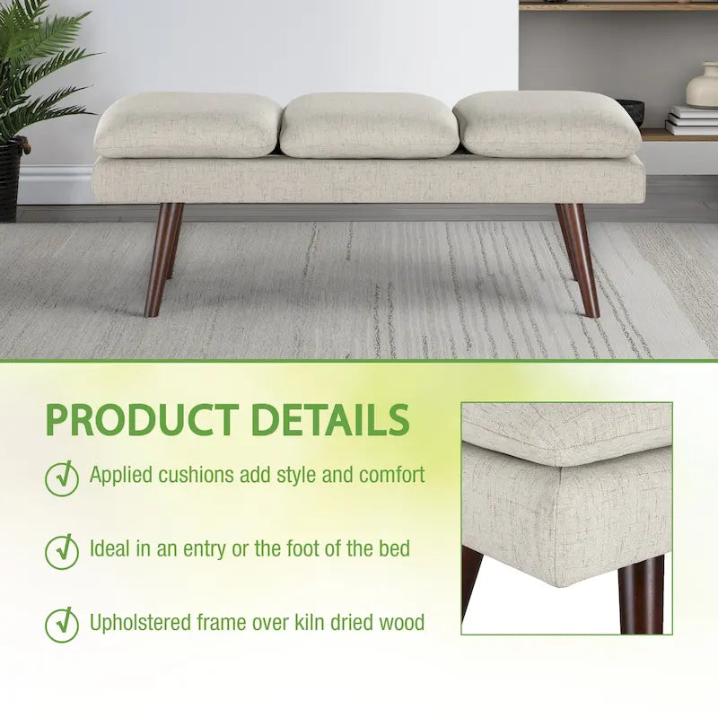 Amanda 54 Mid-Century Bench