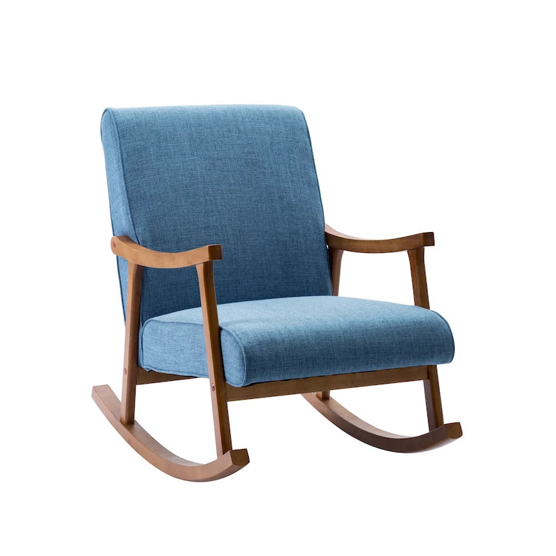 Fauteuil à bascule d'appoint en tissu Hayes avec pieds en bois d'hévéa Porthos Home