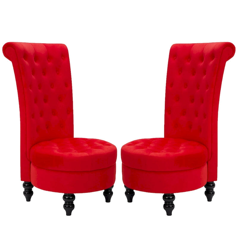 AVAWING Set of 2 Throne Royal Chair Thick Padding and Rubberwood Legs