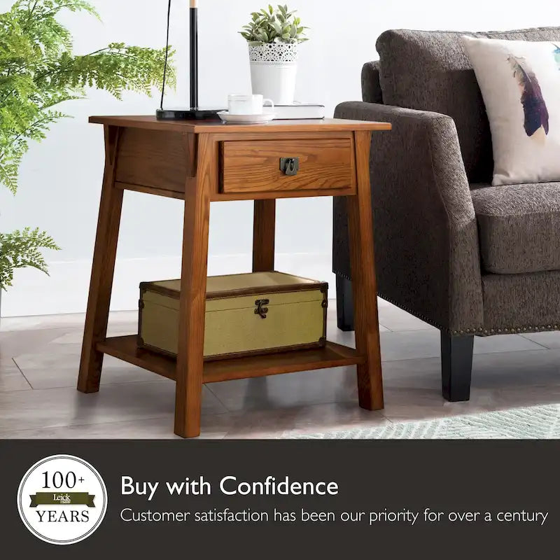 Leick Home Solid Wood Mission End Table with Drawer