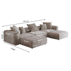 141.73 Modular Sectional Sofa, Corduroy U Shaped Sofa Couch with Ottomans