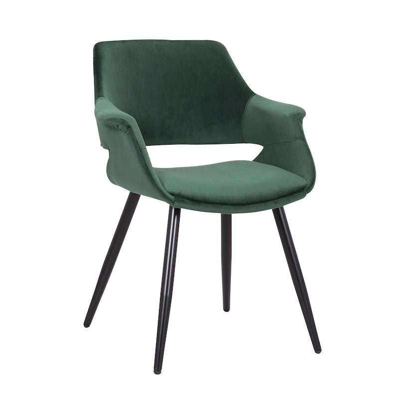 Porthos Home Fulco Chaise de salle à manger en velours de style Mid-century