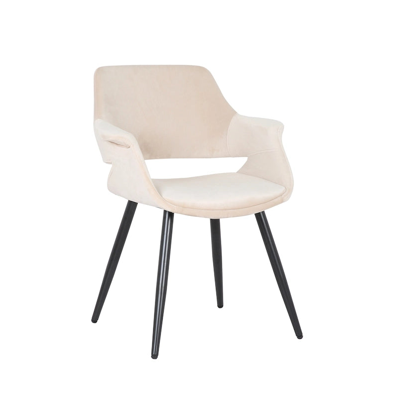 Porthos Home Fulco Chaise de salle à manger en velours de style Mid-century