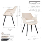Porthos Home Fulco Chaise de salle à manger en velours de style Mid-century