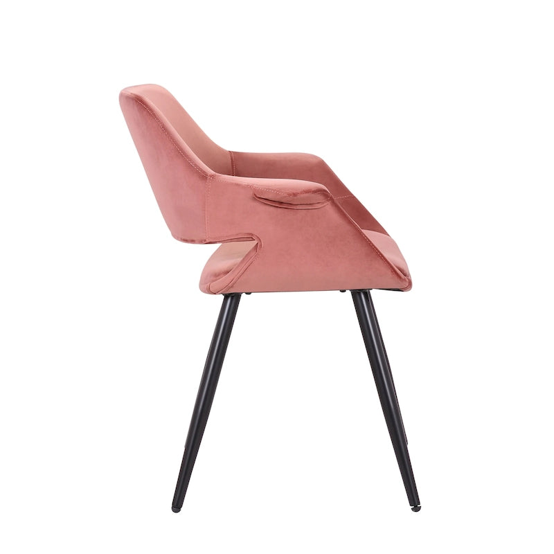 Porthos Home Fulco Chaise de salle à manger en velours de style Mid-century