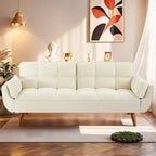 75.39 INCH Futon Sofa Bed, Convertible Folding Futon Couch Recliner Lounge For Living Room With 2 Pillow/Armrest