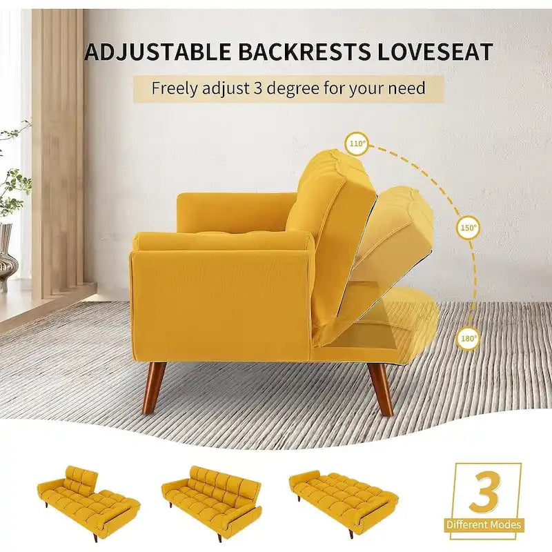 75.39 INCH Futon Sofa Bed, Convertible Folding Futon Couch Recliner Lounge For Living Room With 2 Pillow/Armrest
