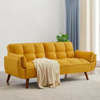 75.39 INCH Futon Sofa Bed, Convertible Folding Futon Couch Recliner Lounge For Living Room With 2 Pillow/Armrest