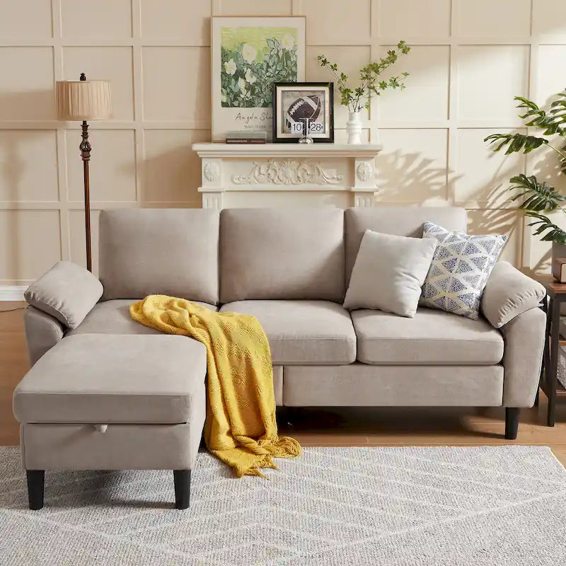 Jarenie 79.72 L Shaped Sofa with Storage Ottoman for Living Room