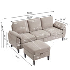 Jarenie 79.72 L Shaped Sofa with Storage Ottoman for Living Room