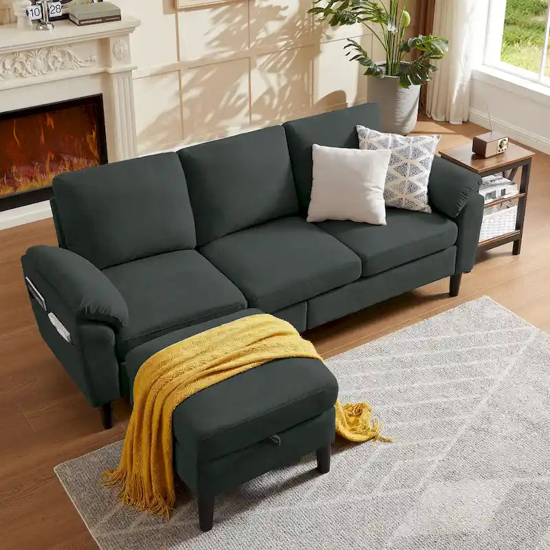 Jarenie 79.72 L Shaped Sofa with Storage Ottoman for Living Room