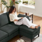 Jarenie 79.72 L Shaped Sofa with Storage Ottoman for Living Room
