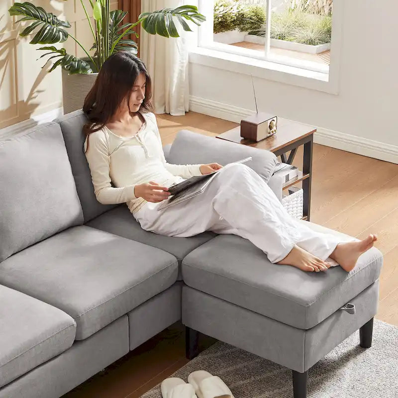 Jarenie 79.72 L Shaped Sofa with Storage Ottoman for Living Room