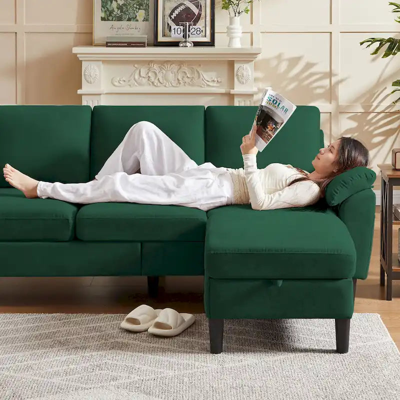 Jarenie 79.72 L Shaped Sofa with Storage Ottoman for Living Room