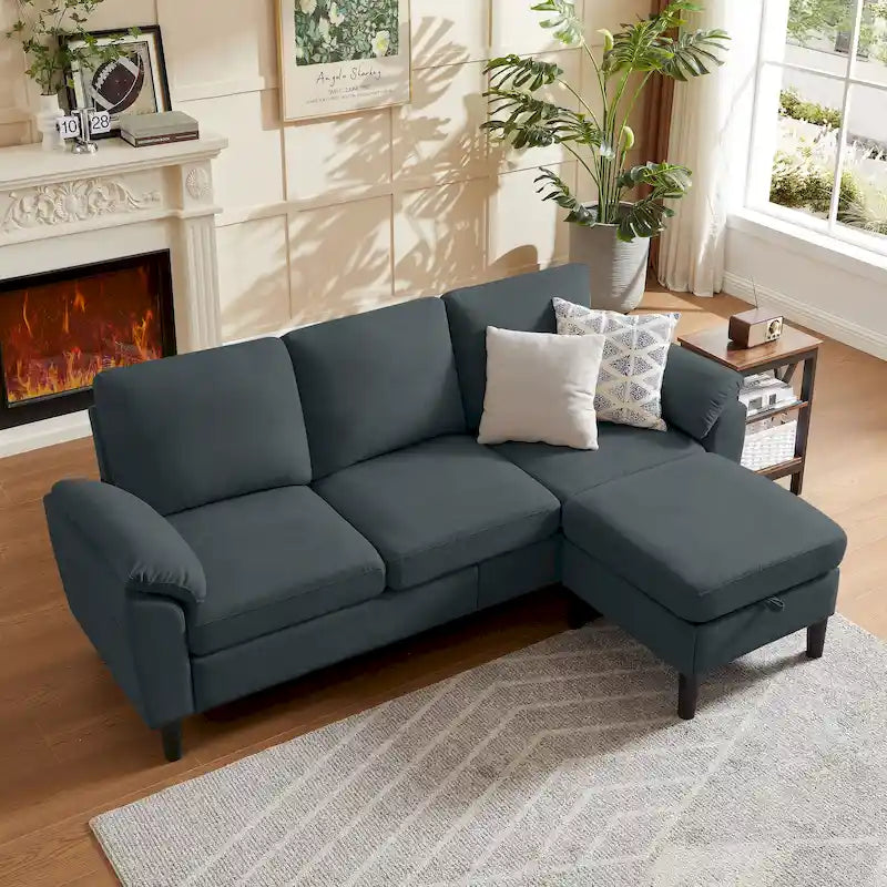 Jarenie 79.72 L Shaped Sofa with Storage Ottoman for Living Room