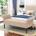 Banc de rangement ottoman avec accoudoirs, capitonné, pour chambre à coucher, entrée, repose-pieds avec grand espace de rangement
