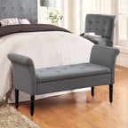 Banc de rangement ottoman avec accoudoirs, capitonné, pour chambre à coucher, entrée, repose-pieds avec grand espace de rangement