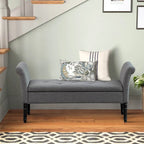 Banc de rangement ottoman avec accoudoirs, capitonné, pour chambre à coucher, entrée, repose-pieds avec grand espace de rangement