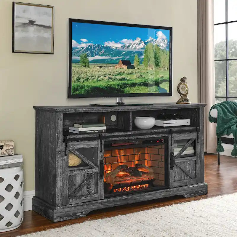 60 in. Electric Fireplace TV Stand Entertainment Center w/Door Sensor