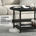 Moasis Industrial 2-Tier Round Coffee Table with Shelf