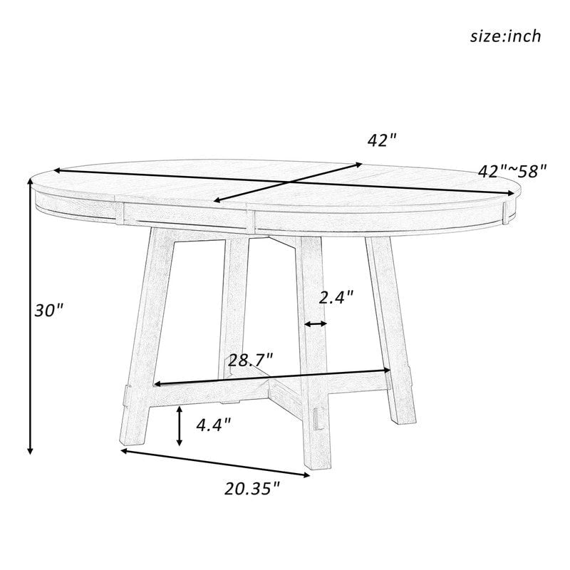Farmhouse Round Extendable Dining Table with 16 Leaf Wood