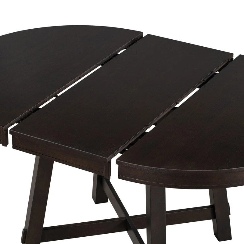 Farmhouse Round Extendable Dining Table with 16 Leaf Wood