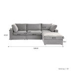 L-shape Linen Sectional Sofa Upholstered Sofa Multiple Cushions Couch with Storage Ottoman