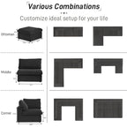 L-shape Linen Sectional Sofa Upholstered Sofa Multiple Cushions Couch with Storage Ottoman