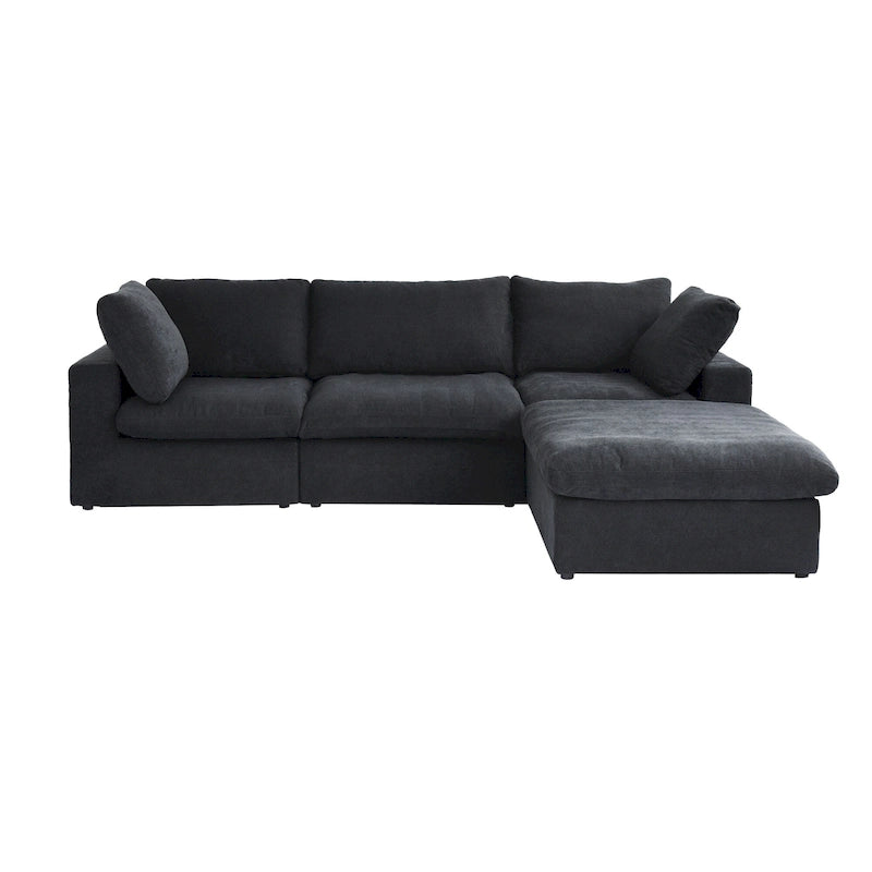 L-shape Linen Sectional Sofa Upholstered Sofa Multiple Cushions Couch with Storage Ottoman
