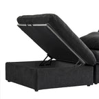L-shape Linen Sectional Sofa Upholstered Sofa Multiple Cushions Couch with Storage Ottoman