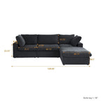 L-shape Linen Sectional Sofa Upholstered Sofa Multiple Cushions Couch with Storage Ottoman