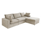 L-shape Linen Sectional Sofa Upholstered Sofa Multiple Cushions Couch with Storage Ottoman
