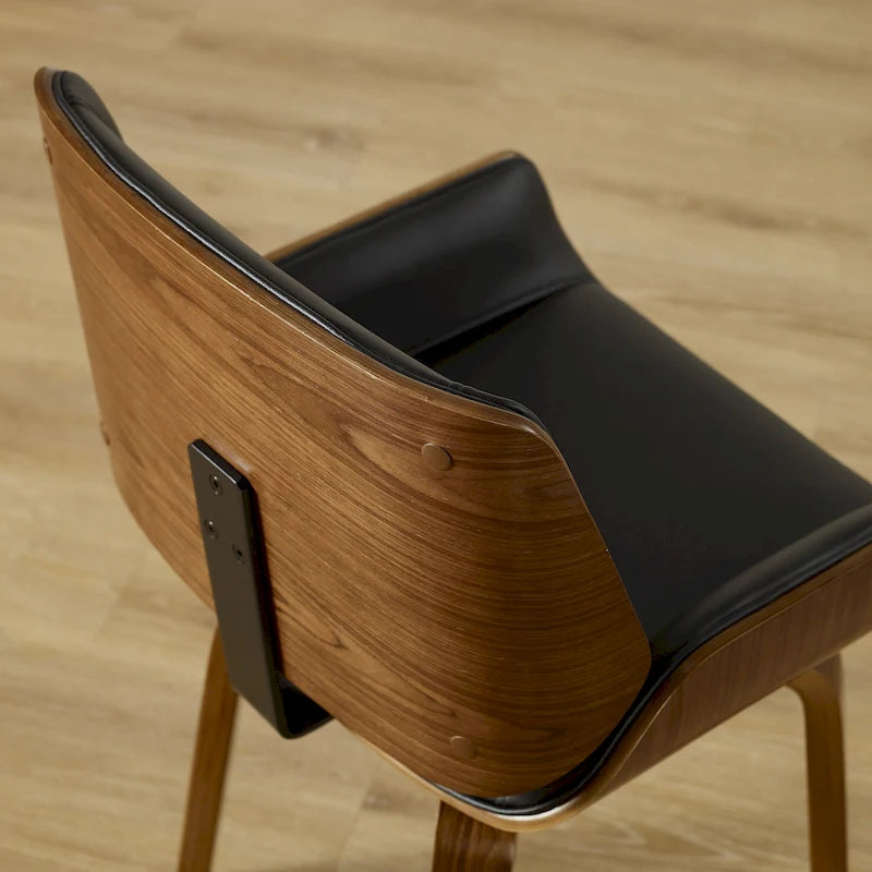 Art Leon Mid-century Faux Leather Swivel Bentwood Dining Chair