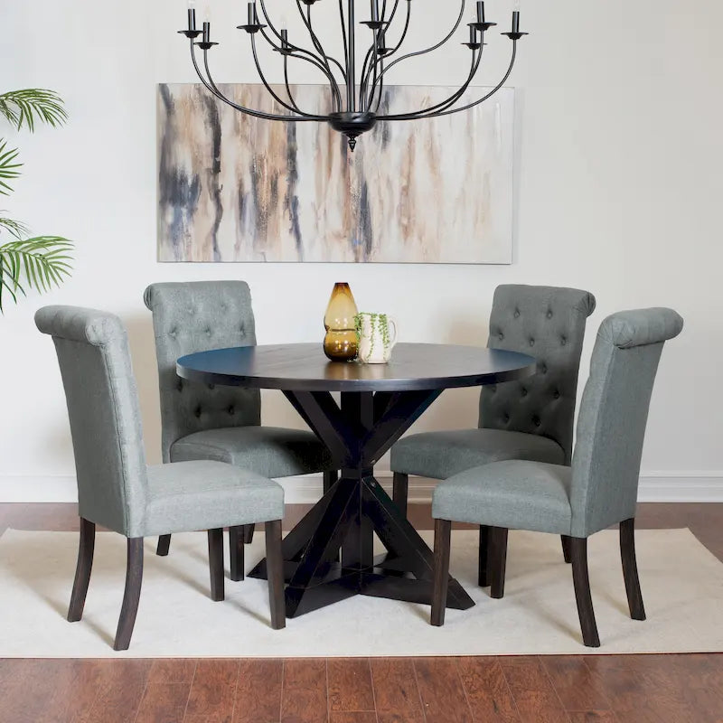 Ensemble de salle à manger 5 pièces Roundhill Furniture Nylander, table à manger à piètement croisé avec 4 chaises élégantes