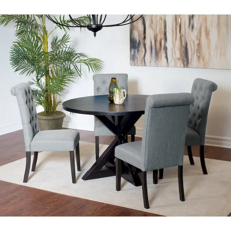 Ensemble de salle à manger 5 pièces Roundhill Furniture Nylander, table à manger à piètement croisé avec 4 chaises élégantes