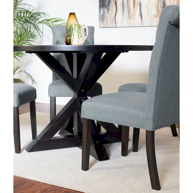 Ensemble de salle à manger 5 pièces Roundhill Furniture Nylander, table à manger à piètement croisé avec 4 chaises élégantes