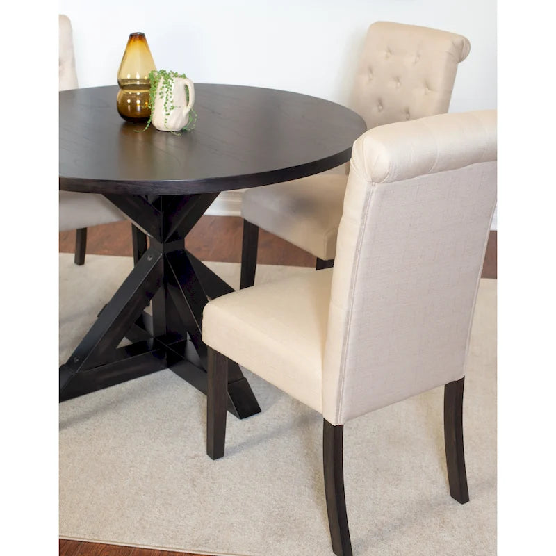 Ensemble de salle à manger 5 pièces Roundhill Furniture Nylander, table à manger à piètement croisé avec 4 chaises élégantes